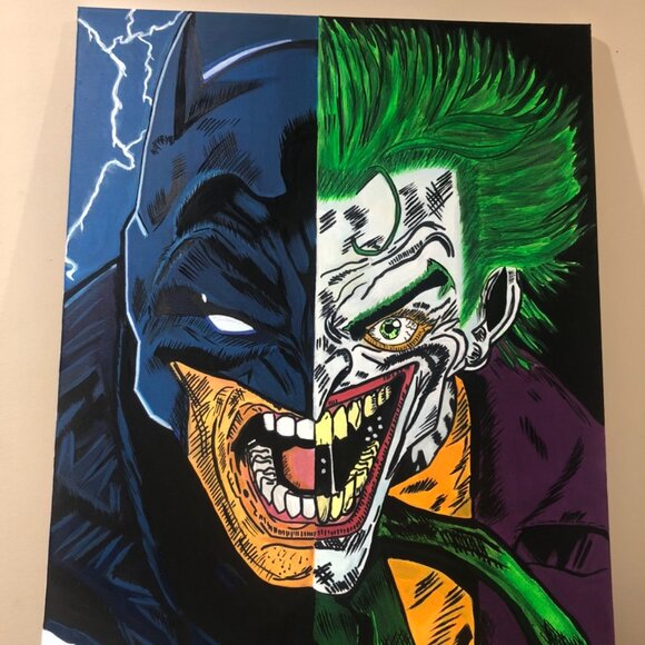 Batman/Joker Hero ~ Villian Painting - Picture 3 of 6